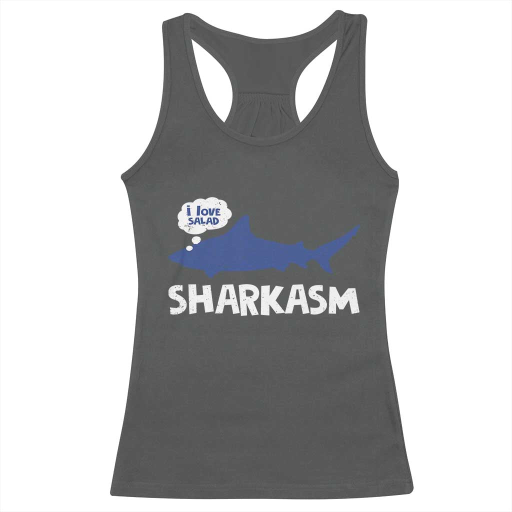 Funny Shark Sarcasm Racerback Tank Top Shark Sharkasm Marine Biology Vintage - Wonder Print Shop