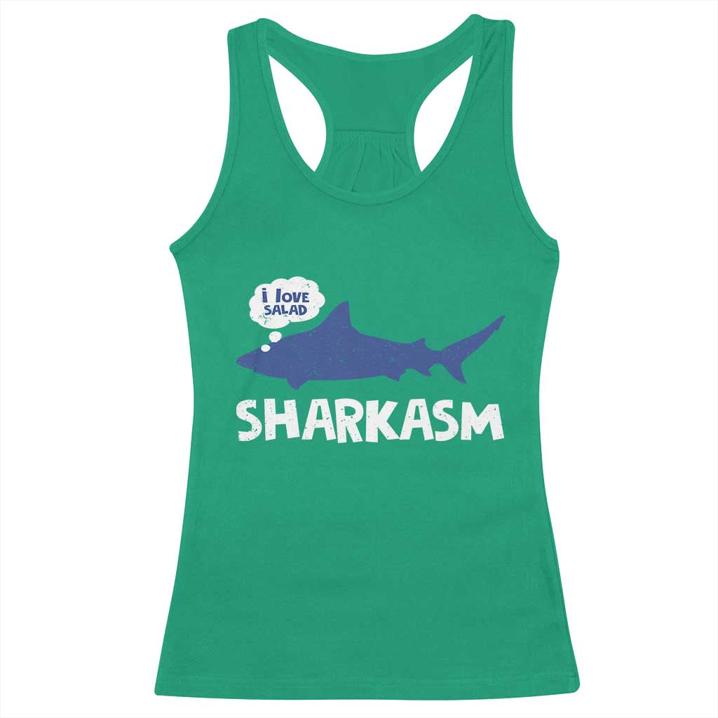 Funny Shark Sarcasm Racerback Tank Top Shark Sharkasm Marine Biology Vintage - Wonder Print Shop