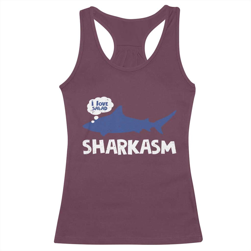Funny Shark Sarcasm Racerback Tank Top Shark Sharkasm Marine Biology Vintage - Wonder Print Shop