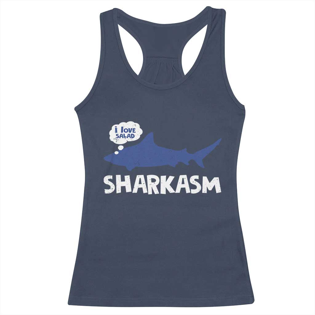 Funny Shark Sarcasm Racerback Tank Top Shark Sharkasm Marine Biology Vintage - Wonder Print Shop