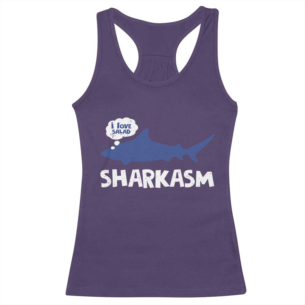 Funny Shark Sarcasm Racerback Tank Top Shark Sharkasm Marine Biology Vintage - Wonder Print Shop