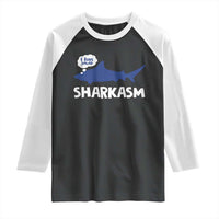 Funny Shark Sarcasm Raglan Shirt Shark Sharkasm Marine Biology Vintage - Wonder Print Shop