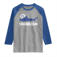 Funny Shark Sarcasm Raglan Shirt Shark Sharkasm Marine Biology Vintage - Wonder Print Shop
