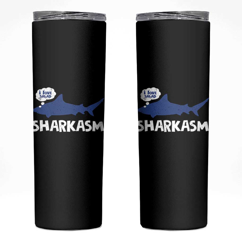 Funny Shark Sarcasm Skinny Tumbler Shark Sharkasm Marine Biology Vintage - Wonder Print Shop