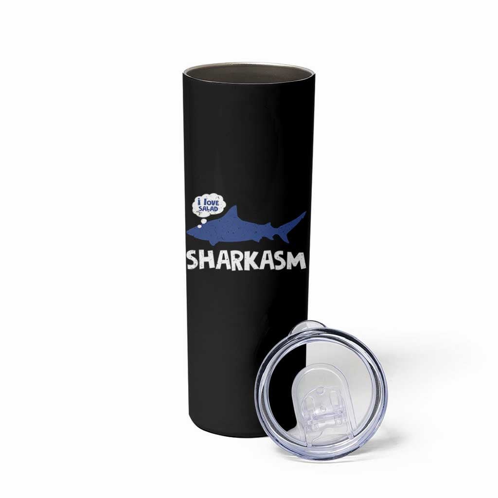 Funny Shark Sarcasm Skinny Tumbler Shark Sharkasm Marine Biology Vintage - Wonder Print Shop