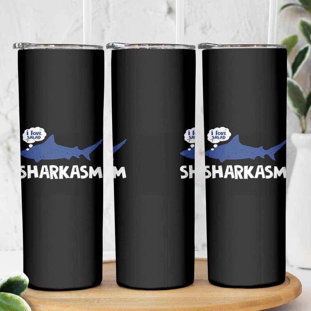 Funny Shark Sarcasm Skinny Tumbler Shark Sharkasm Marine Biology Vintage - Wonder Print Shop