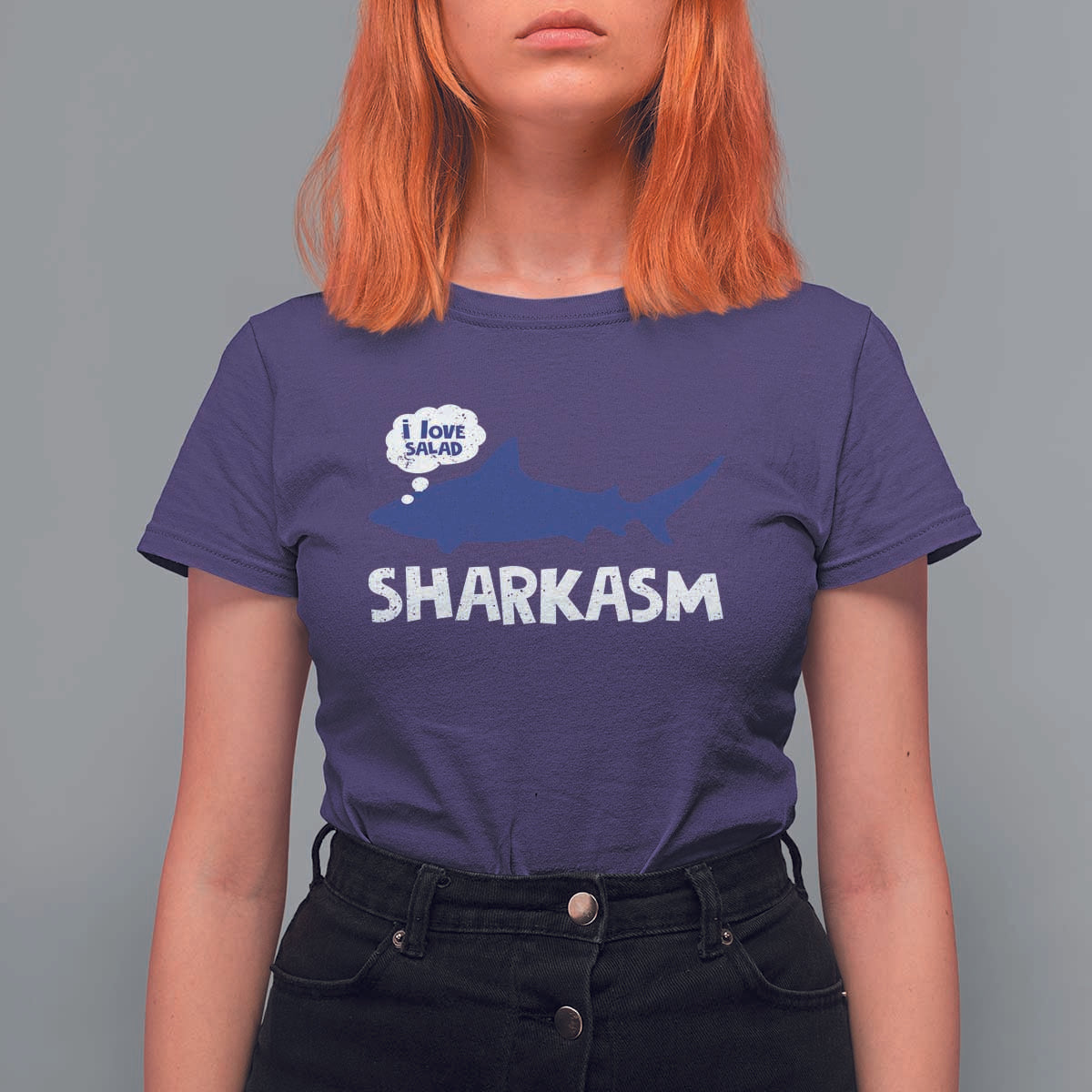 Funny Shark Sarcasm T Shirt For Women Shark Sharkasm Marine Biology Vintage - Wonder Print Shop