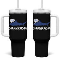 Funny Shark Sarcasm Tumbler With Handle Shark Sharkasm Marine Biology Vintage - Wonder Print Shop