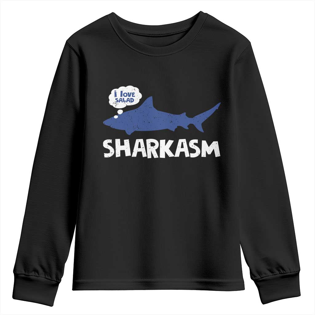 Funny Shark Sarcasm Youth Sweatshirt Shark Sharkasm Marine Biology Vintage - Wonder Print Shop