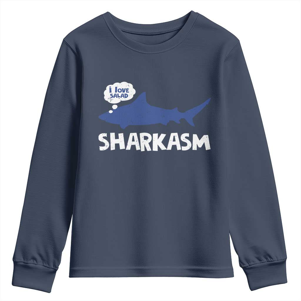 Funny Shark Sarcasm Youth Sweatshirt Shark Sharkasm Marine Biology Vintage - Wonder Print Shop
