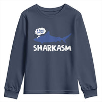Funny Shark Sarcasm Youth Sweatshirt Shark Sharkasm Marine Biology Vintage - Wonder Print Shop