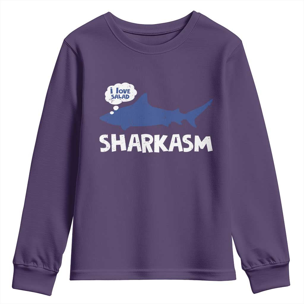 Funny Shark Sarcasm Youth Sweatshirt Shark Sharkasm Marine Biology Vintage - Wonder Print Shop