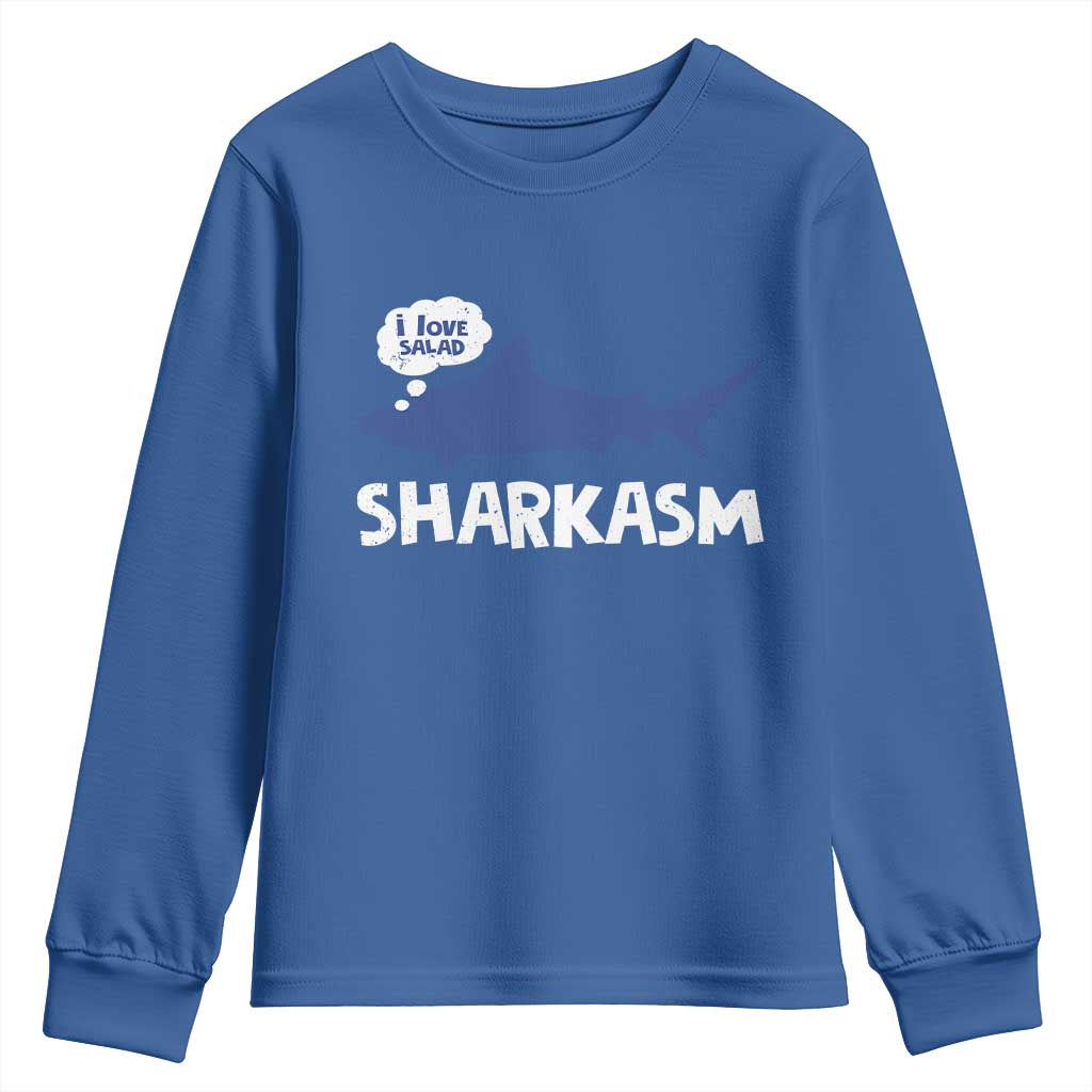 Funny Shark Sarcasm Youth Sweatshirt Shark Sharkasm Marine Biology Vintage - Wonder Print Shop