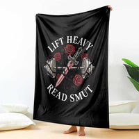 Lift Heavy Read Smut Funny Bookish Fitness Throw Blanket Vintage Gothic Dagger Roses Weightlifting Spicy Romance Book Lover