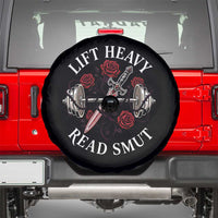 Lift Heavy Read Smut Funny Bookish Fitness Spare Tire Cover Vintage Gothic Dagger Roses Weightlifting Spicy Romance Book Lover