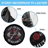 Lift Heavy Read Smut Funny Bookish Fitness Spare Tire Cover Vintage Gothic Dagger Roses Weightlifting Spicy Romance Book Lover