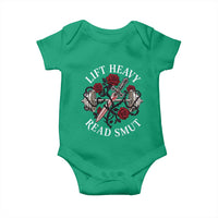 Lift Heavy Read Smut Funny Bookish Fitness Baby Onesie Vintage Gothic Dagger Roses Weightlifting Spicy Romance Book Lover
