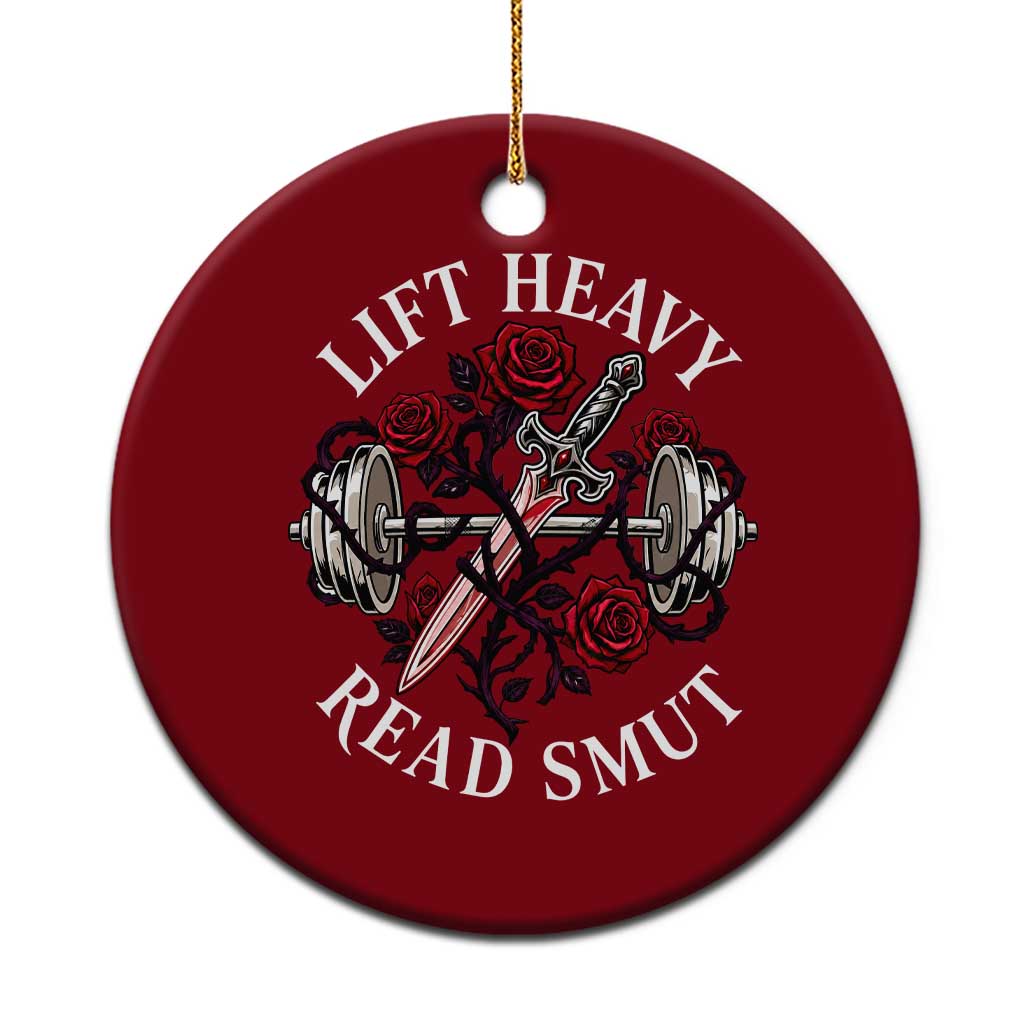 Lift Heavy Read Smut Funny Bookish Fitness Ceramic Ornament Vintage Gothic Dagger Roses Weightlifting Spicy Romance Book Lover