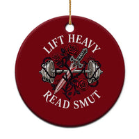 Lift Heavy Read Smut Funny Bookish Fitness Ceramic Ornament Vintage Gothic Dagger Roses Weightlifting Spicy Romance Book Lover