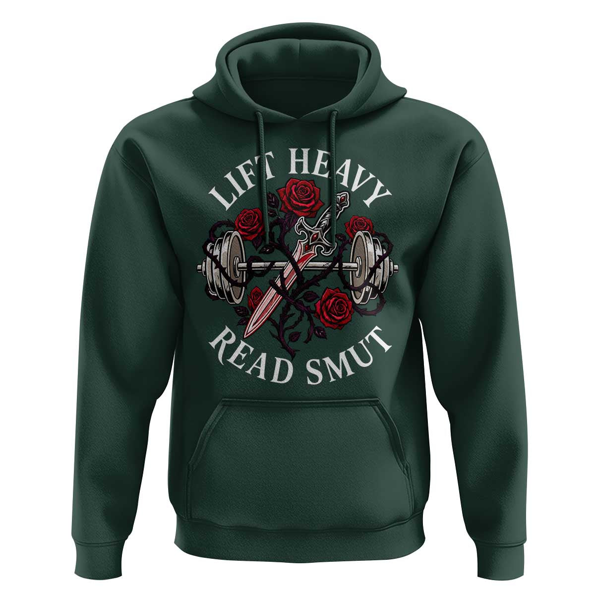 Lift Heavy Read Smut Funny Bookish Fitness Hoodie Vintage Gothic Dagger Roses Weightlifting Spicy Romance Book Lover