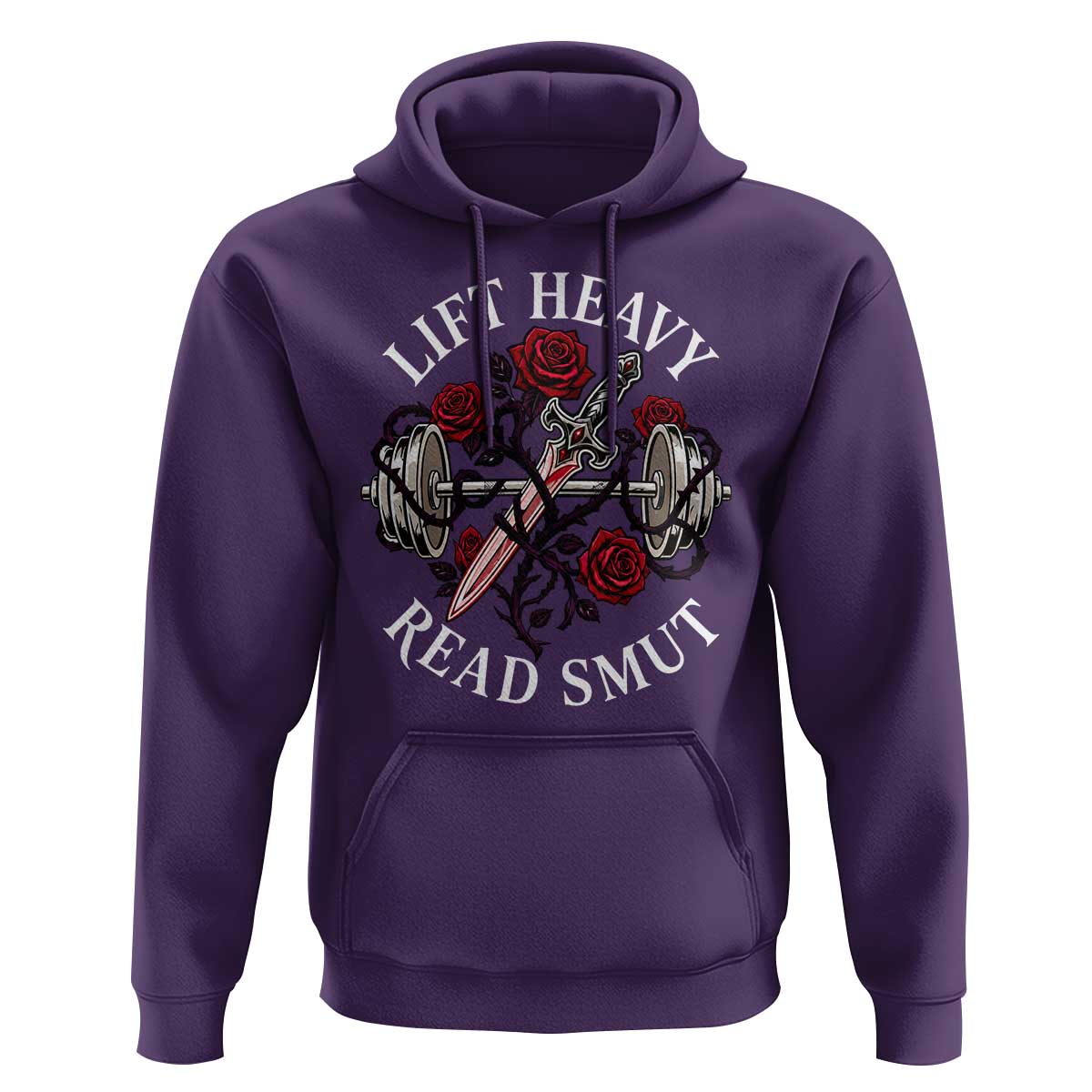 Lift Heavy Read Smut Funny Bookish Fitness Hoodie Vintage Gothic Dagger Roses Weightlifting Spicy Romance Book Lover