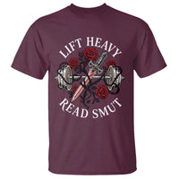 Lift Heavy Read Smut Funny Bookish Fitness T Shirt Vintage Gothic Dagger Roses Weightlifting Spicy Romance Book Lover