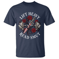 Lift Heavy Read Smut Funny Bookish Fitness T Shirt Vintage Gothic Dagger Roses Weightlifting Spicy Romance Book Lover