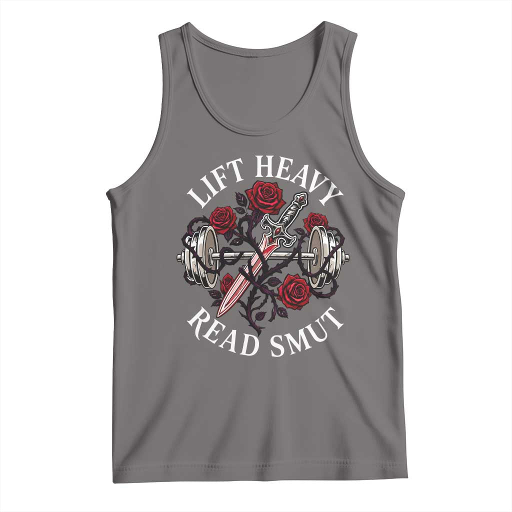 Lift Heavy Read Smut Funny Bookish Fitness Tank Top Vintage Gothic Dagger Roses Weightlifting Spicy Romance Book Lover