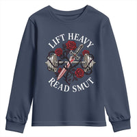 Lift Heavy Read Smut Funny Bookish Fitness Youth Sweatshirt Vintage Gothic Dagger Roses Weightlifting Spicy Romance Book Lover