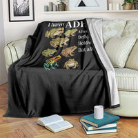 I Have ADHD Attention Deficit Hold up is Dat a Frog Throw Blanket Funny Neurodiversity Humor Frogs Lover Meme