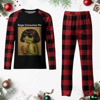 Funny Frog Bob Haircut Rage Consumes Me Plaid Pajama Set Renaissance Painting Meme