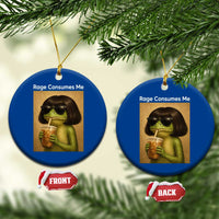 Funny Frog Bob Haircut Rage Consumes Me Ceramic Ornament Renaissance Painting Meme