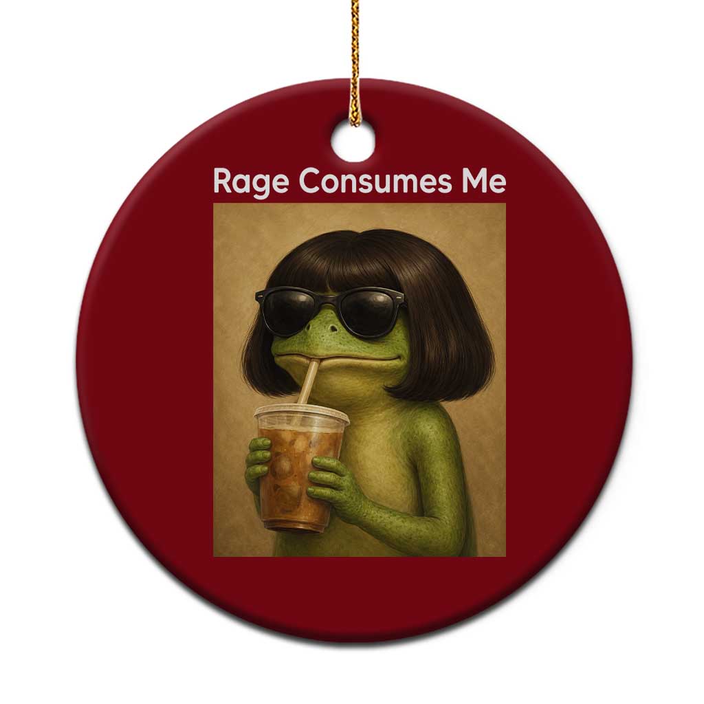 Funny Frog Bob Haircut Rage Consumes Me Ceramic Ornament Renaissance Painting Meme