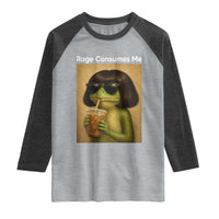 Funny Frog Bob Haircut Rage Consumes Me Raglan Shirt Renaissance Painting Meme