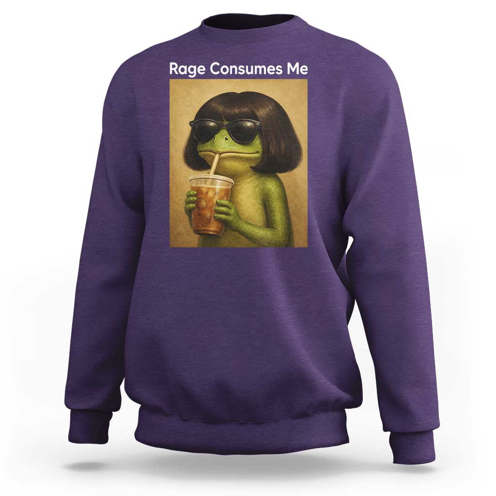 Funny Frog Bob Haircut Rage Consumes Me Sweatshirt Renaissance Painting Meme