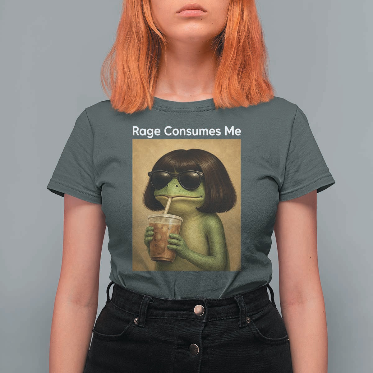 Funny Frog Bob Haircut Rage Consumes Me T Shirt For Women Renaissance Painting Meme