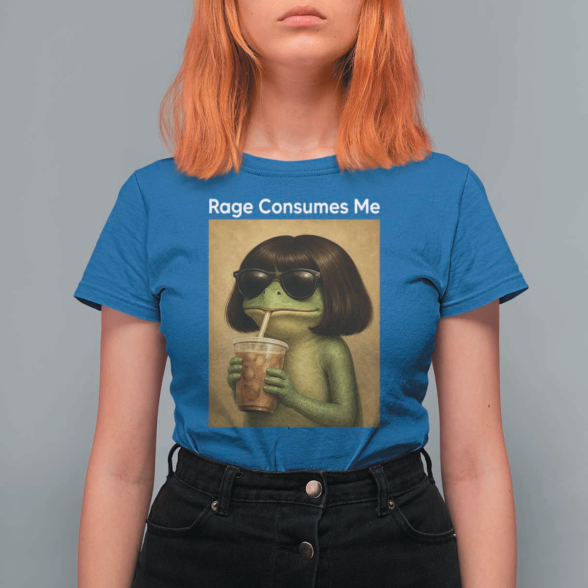 Funny Frog Bob Haircut Rage Consumes Me T Shirt For Women Renaissance Painting Meme