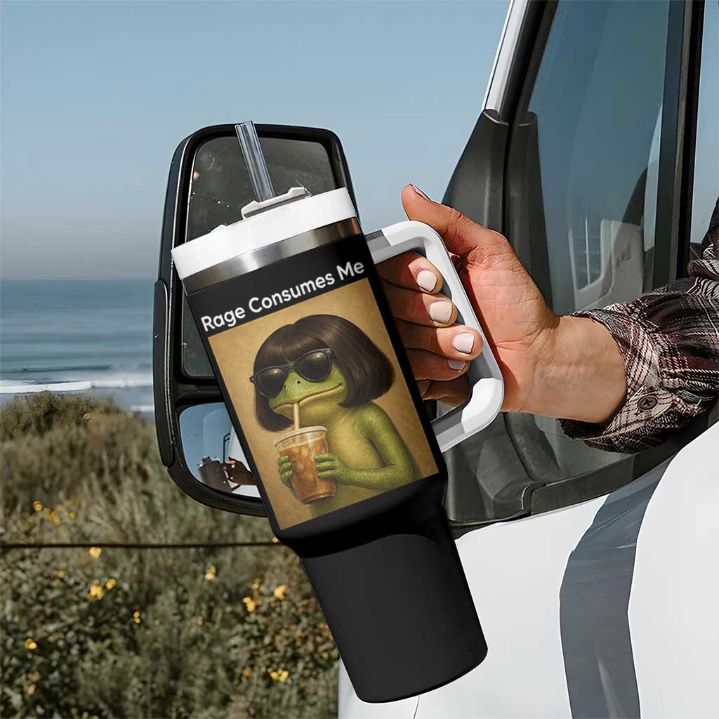 Funny Frog Bob Haircut Rage Consumes Me Tumbler With Handle Renaissance Painting Meme