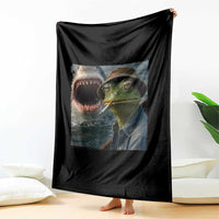 Unbothered Frog Smoking Cigarette Meme Throw Blanket Cinematic Shark Attack Calmness Graphic Dark Humor