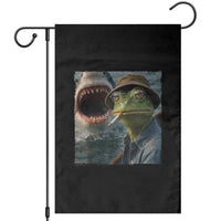 Unbothered Frog Smoking Cigarette Meme Garden Flag Cinematic Shark Attack Calmness Graphic Dark Humor