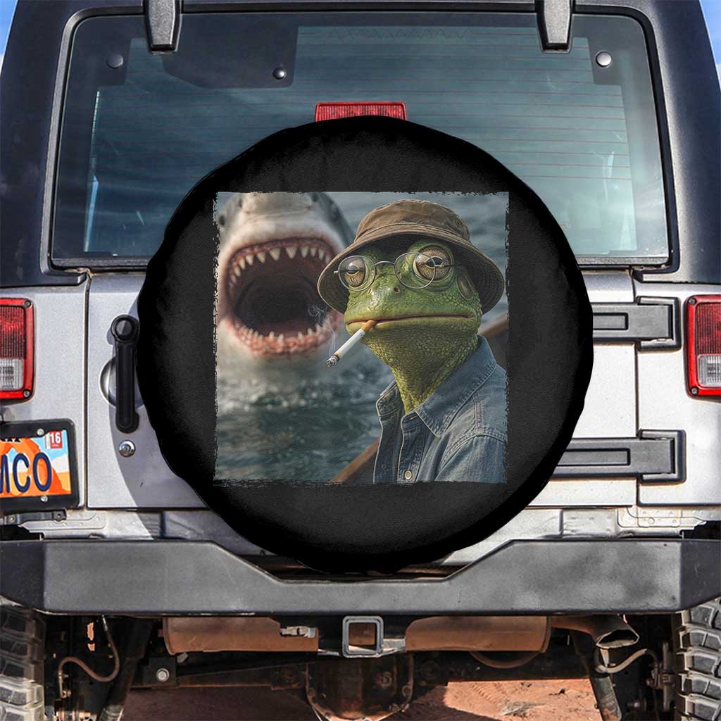 Unbothered Frog Smoking Cigarette Meme Spare Tire Cover Cinematic Shark Attack Calmness Graphic Dark Humor