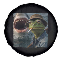 Unbothered Frog Smoking Cigarette Meme Spare Tire Cover Cinematic Shark Attack Calmness Graphic Dark Humor