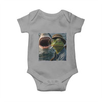 Unbothered Frog Smoking Cigarette Meme Baby Onesie Cinematic Shark Attack Calmness Graphic Dark Humor