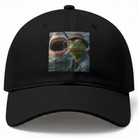 Unbothered Frog Smoking Cigarette Meme Baseball Cap Cinematic Shark Attack Calmness Graphic Dark Humor