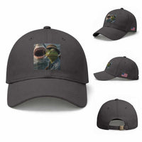 Unbothered Frog Smoking Cigarette Meme Baseball Cap Cinematic Shark Attack Calmness Graphic Dark Humor