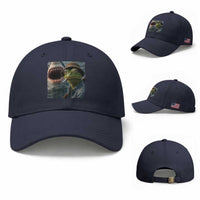 Unbothered Frog Smoking Cigarette Meme Baseball Cap Cinematic Shark Attack Calmness Graphic Dark Humor