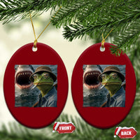 Unbothered Frog Smoking Cigarette Meme Ceramic Ornament Cinematic Shark Attack Calmness Graphic Dark Humor