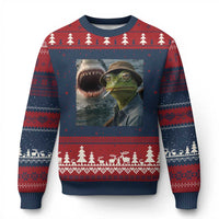 Unbothered Frog Smoking Cigarette Meme Ugly Christmas Sweater Cinematic Shark Attack Calmness Graphic Dark Humor