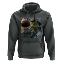 Unbothered Frog Smoking Cigarette Meme Hoodie Cinematic Shark Attack Calmness Graphic Dark Humor