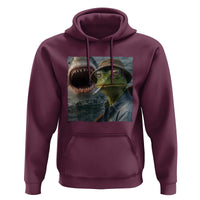 Unbothered Frog Smoking Cigarette Meme Hoodie Cinematic Shark Attack Calmness Graphic Dark Humor